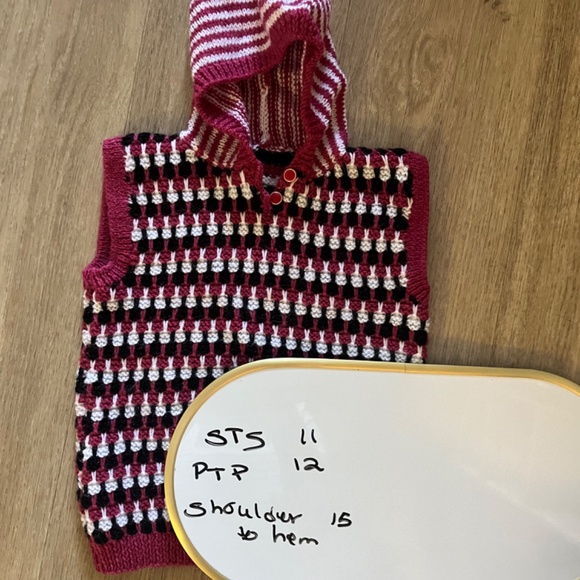 Child Crochet Knit Hooded Pullover Vest Preppy winter ski snow - Picture 4 of 5